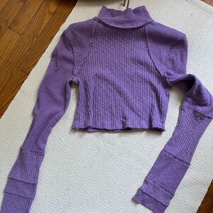 Purple Cropped Turtleneck Sweater